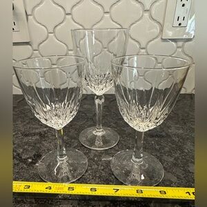 Vintage Diamant Cristal D'Arques Claret Wine Glasses (2) 5 3/4” and (1) 6 1/2”